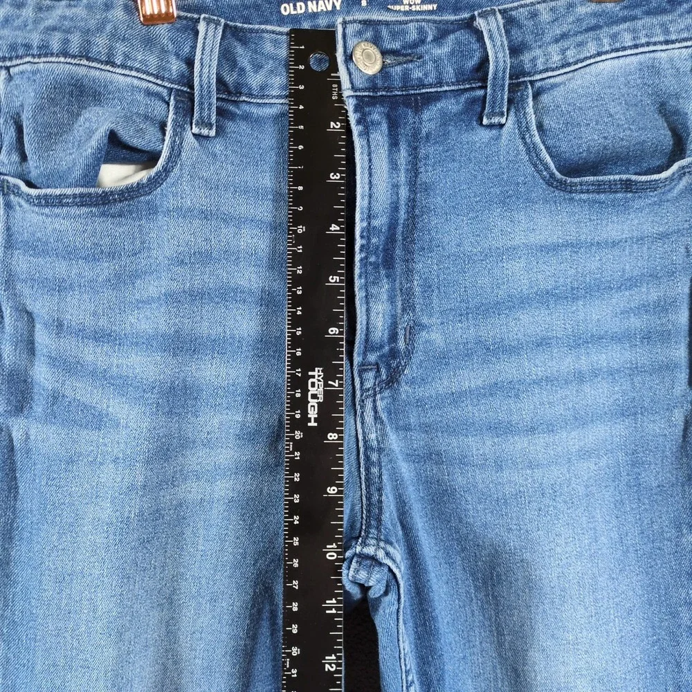 Old Navy Super Skinny Jeans Womens 8 High Rise‎ Blue Medium Wash Denim Stretch